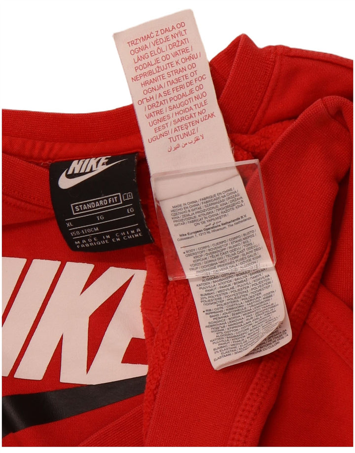 NIKE Boys Graphic Sweatshirt Jumper 13-14 Anos XL Vermelho Algodão