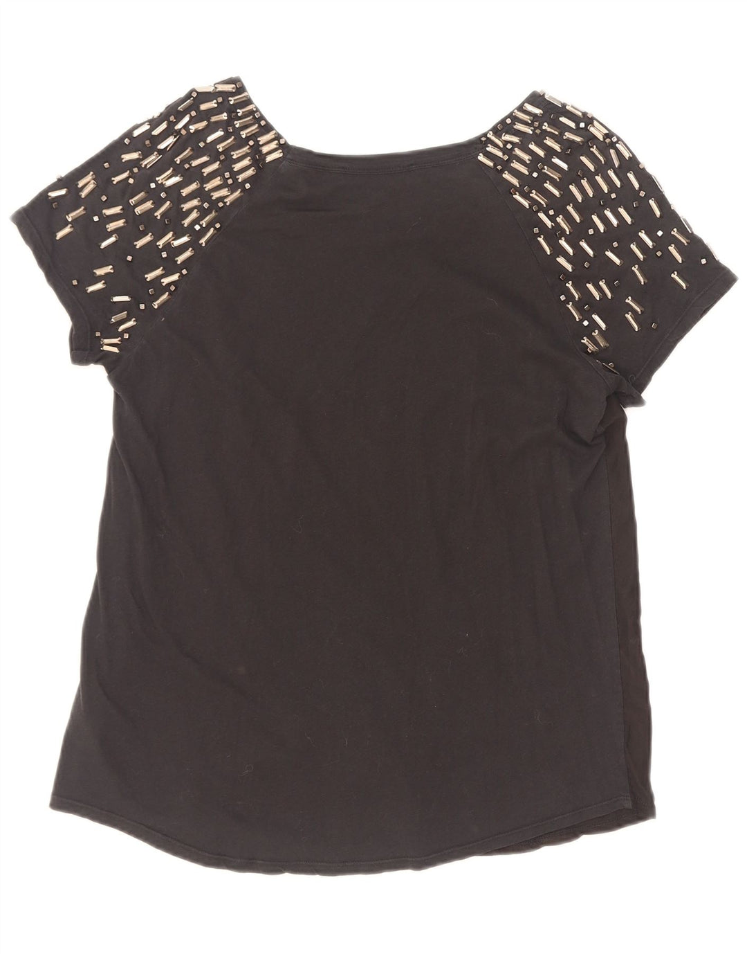 Camiseta feminina de fim de semana Max Mara UK 12 algodão preto médio