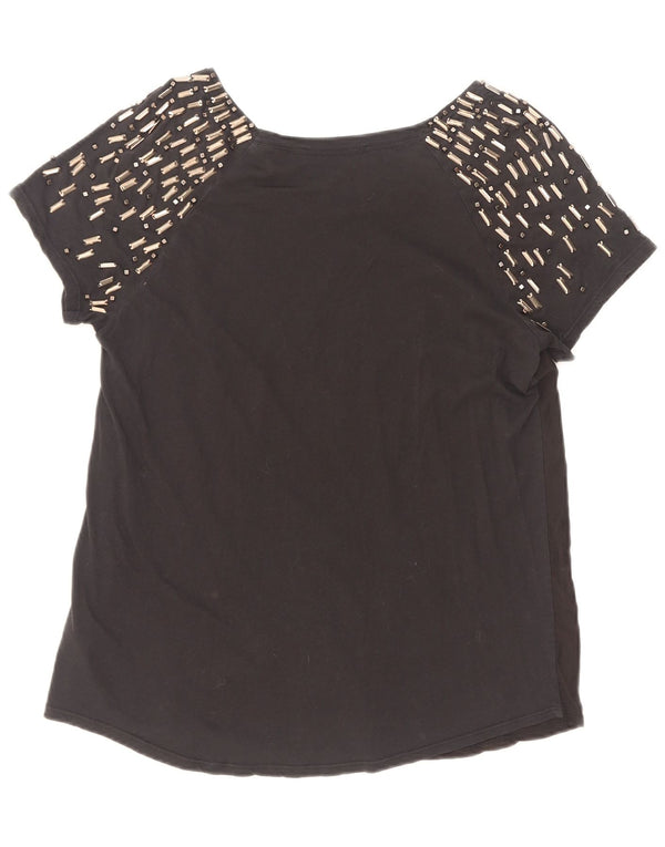 Camiseta feminina de fim de semana Max Mara UK 12 algodão preto médio