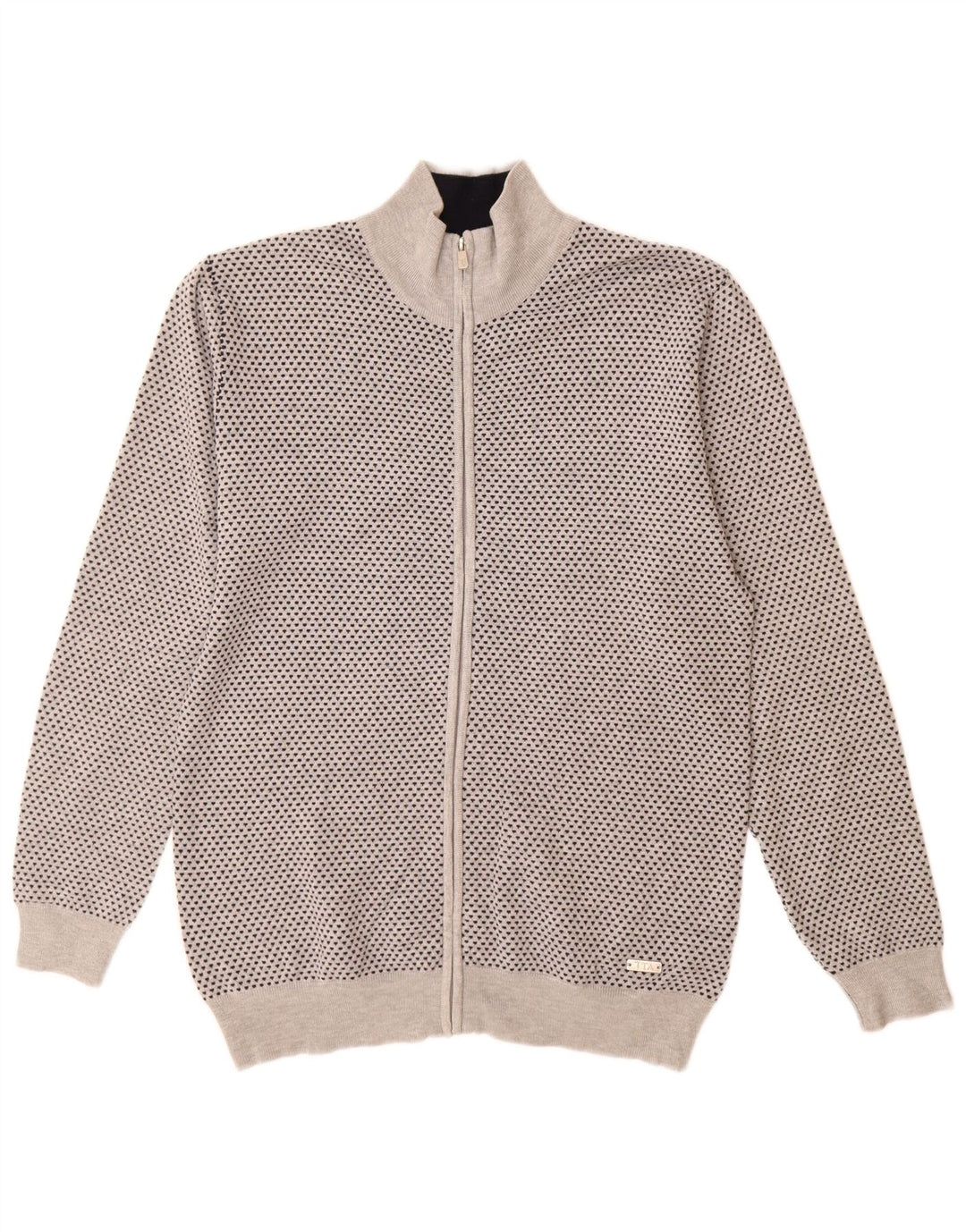 Suéter cardigã masculino Trussardi grande viscose manchada cinza