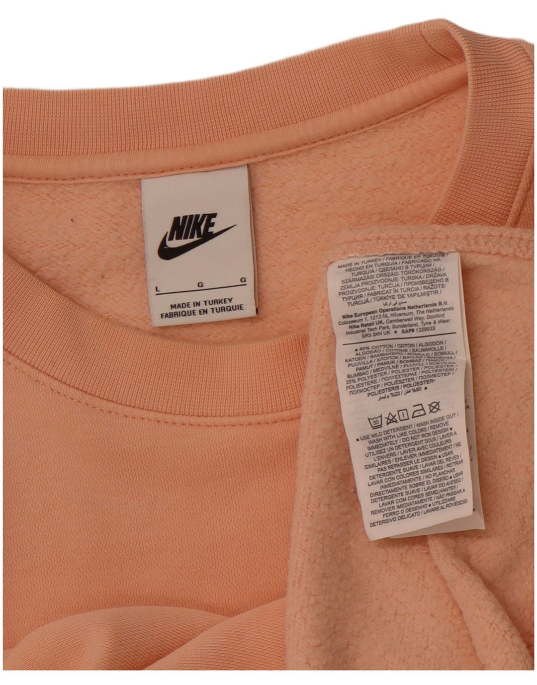 NIKE Mens moletom jumper grande algodão laranja