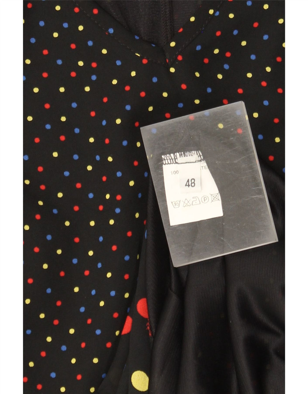 Vestido vintage feminino linha A IT 48 XL poliéster manchado preto