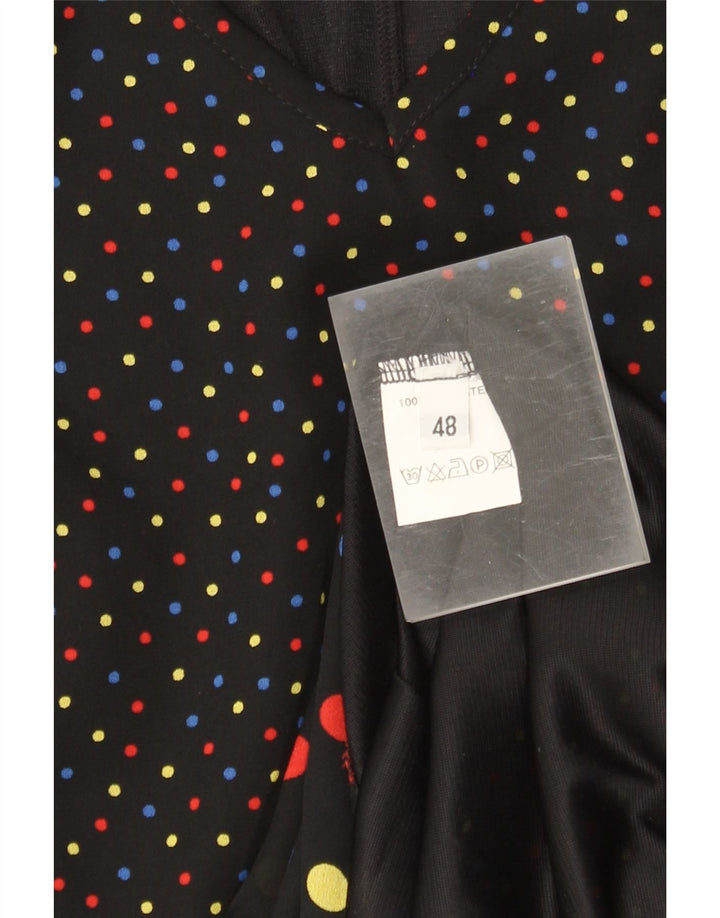 Vestido vintage feminino linha A IT 48 XL poliéster manchado preto