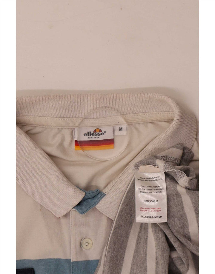 Camisa polo masculina Ellesse Heritage média de algodão listrado multicolorido
