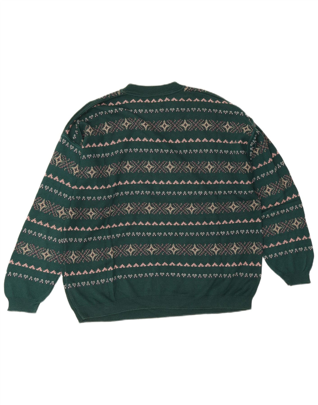 Suéter masculino Stefanel com gola redonda, grande verde Fair Isle
