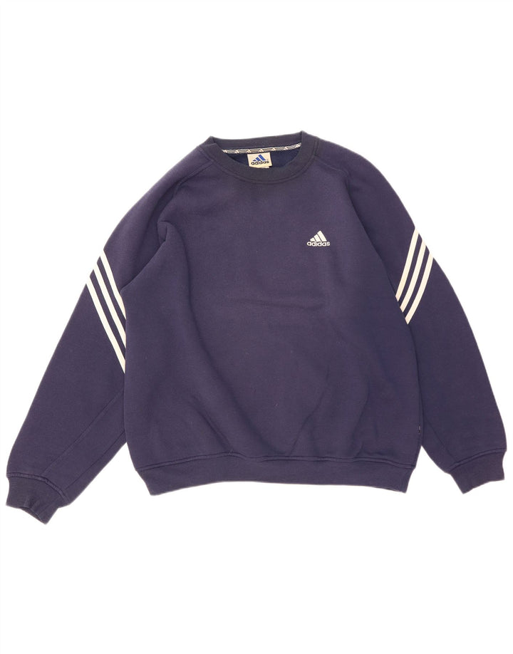 Adidas Mens Moletom Jumper Grande Algodão Azul Marinho