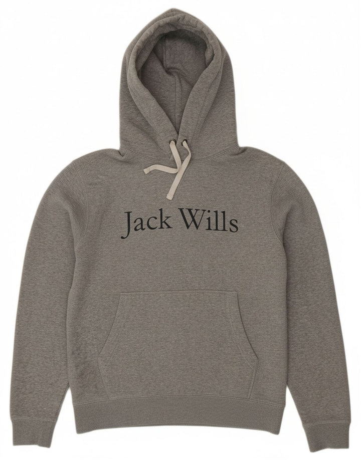 JACK WILLS Suéter masculino com capuz gráfico pequeno algodão cinza
