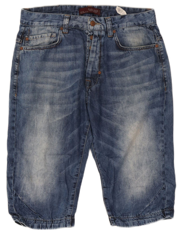 Zara Mens Denim Shorts EU 42 Grande W32 Azul Algodão