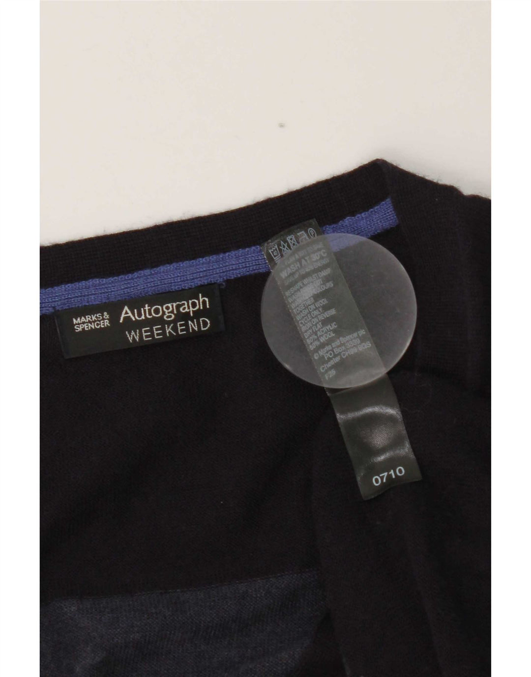 Suéter cardigã feminino Marks & Spencer UK 14 listrado azul marinho médio