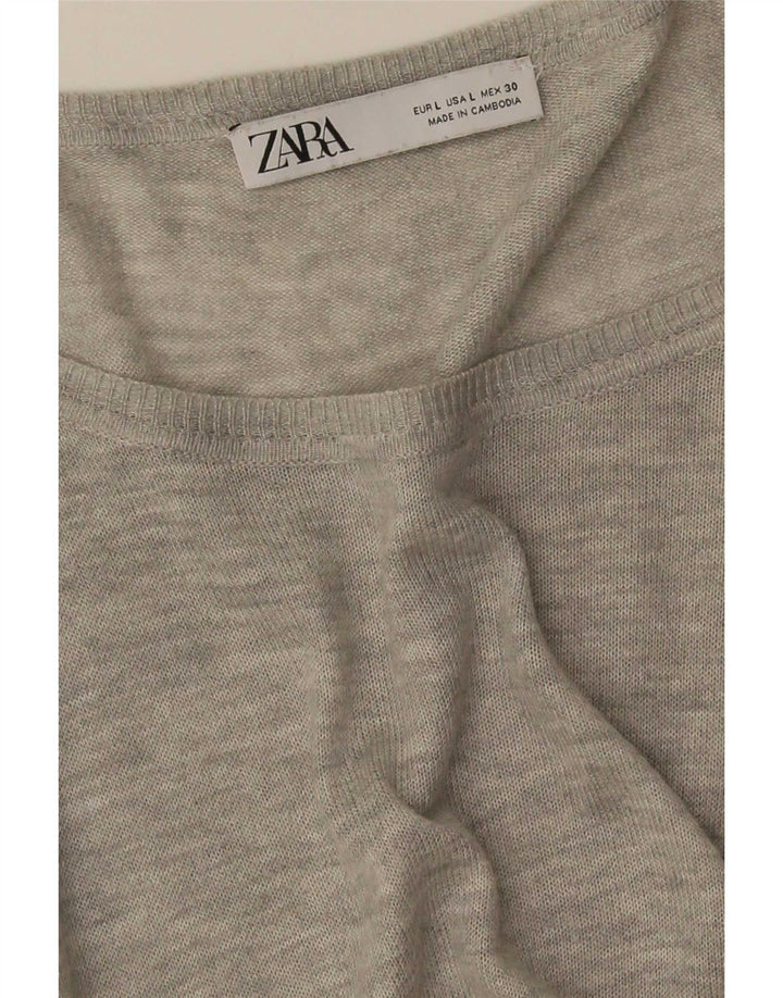 Zara blusa feminina oversized top UK 16 grande cinza