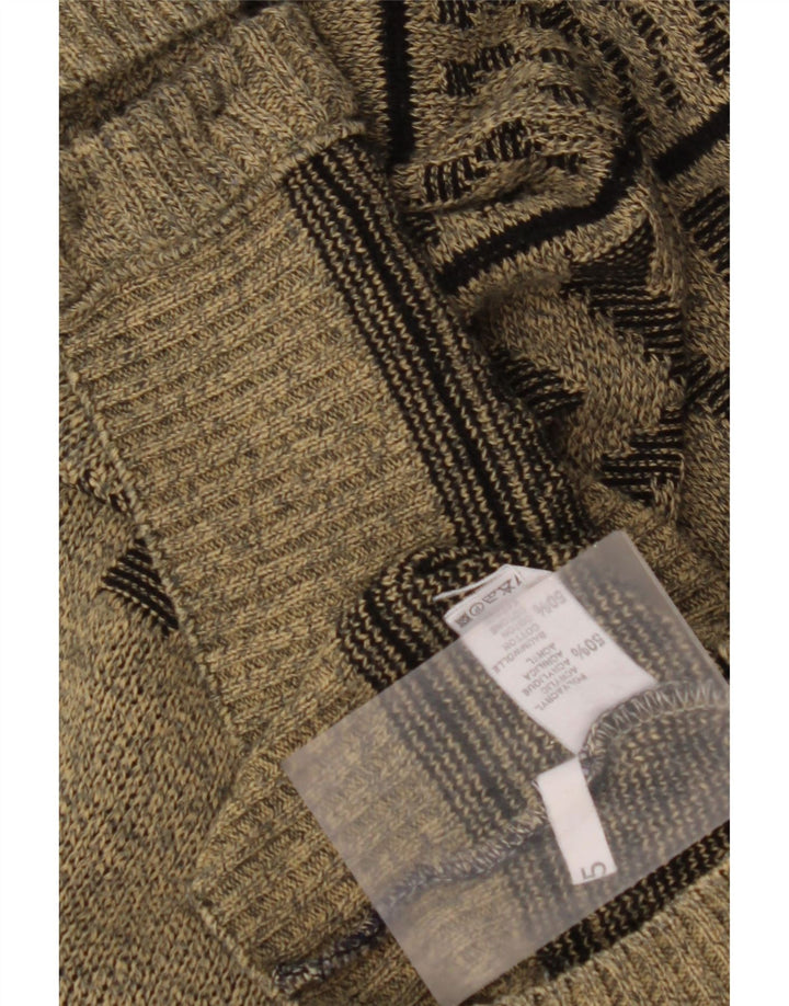 Suéter cardigã masculino VINTAGE grande algodão geométrico cáqui