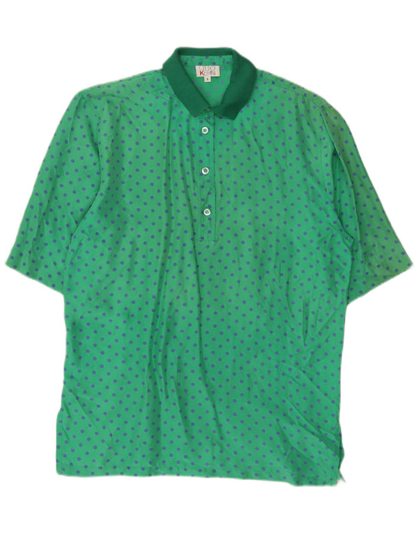 Blusa feminina de manga curta Otto Kern EUA 3 XS verde bolinhas