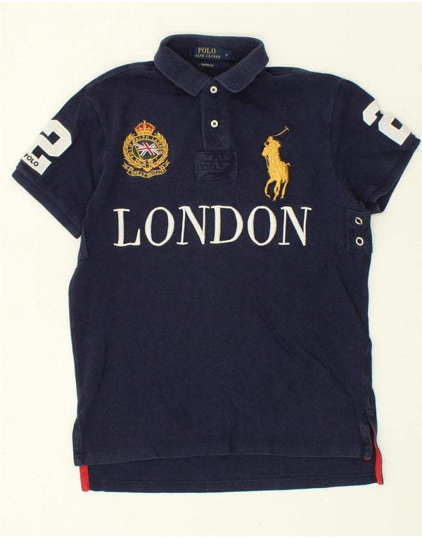 Camisa polo masculina de rugby com ajuste personalizado POLO RALPH LAUREN pequena azul marinho