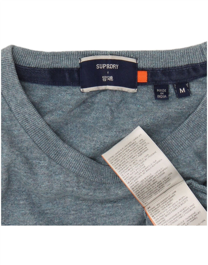 Camiseta masculina SUPERDRY top algodão manchado azul médio
