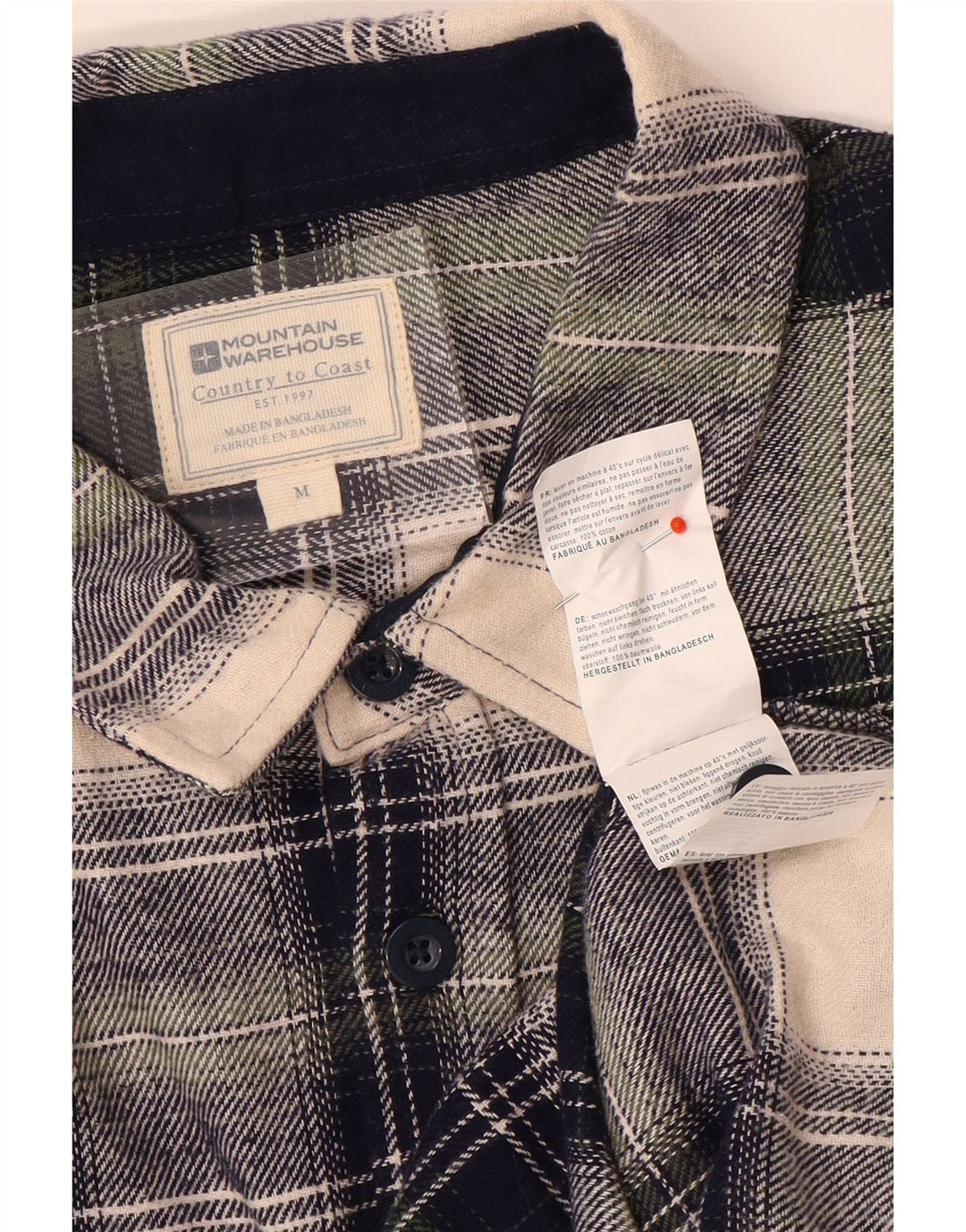 Camisa masculina de flanela Mountain Warehouse de algodão xadrez médio multicolorido
