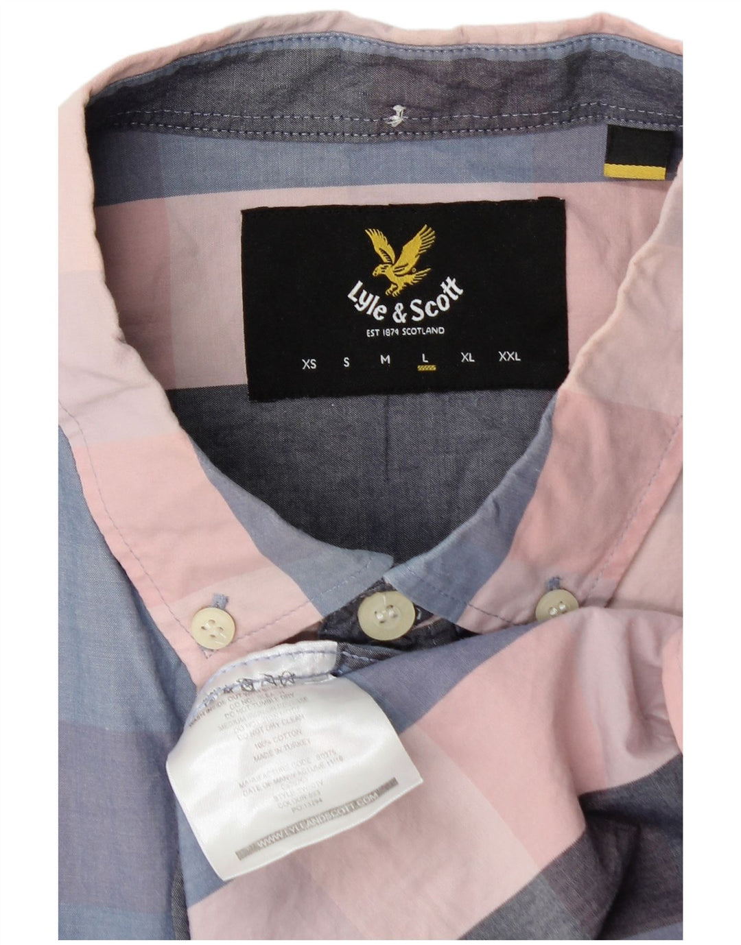 Camisa masculina de manga curta Lyle & Scott grande algodão xadrez multicolorido