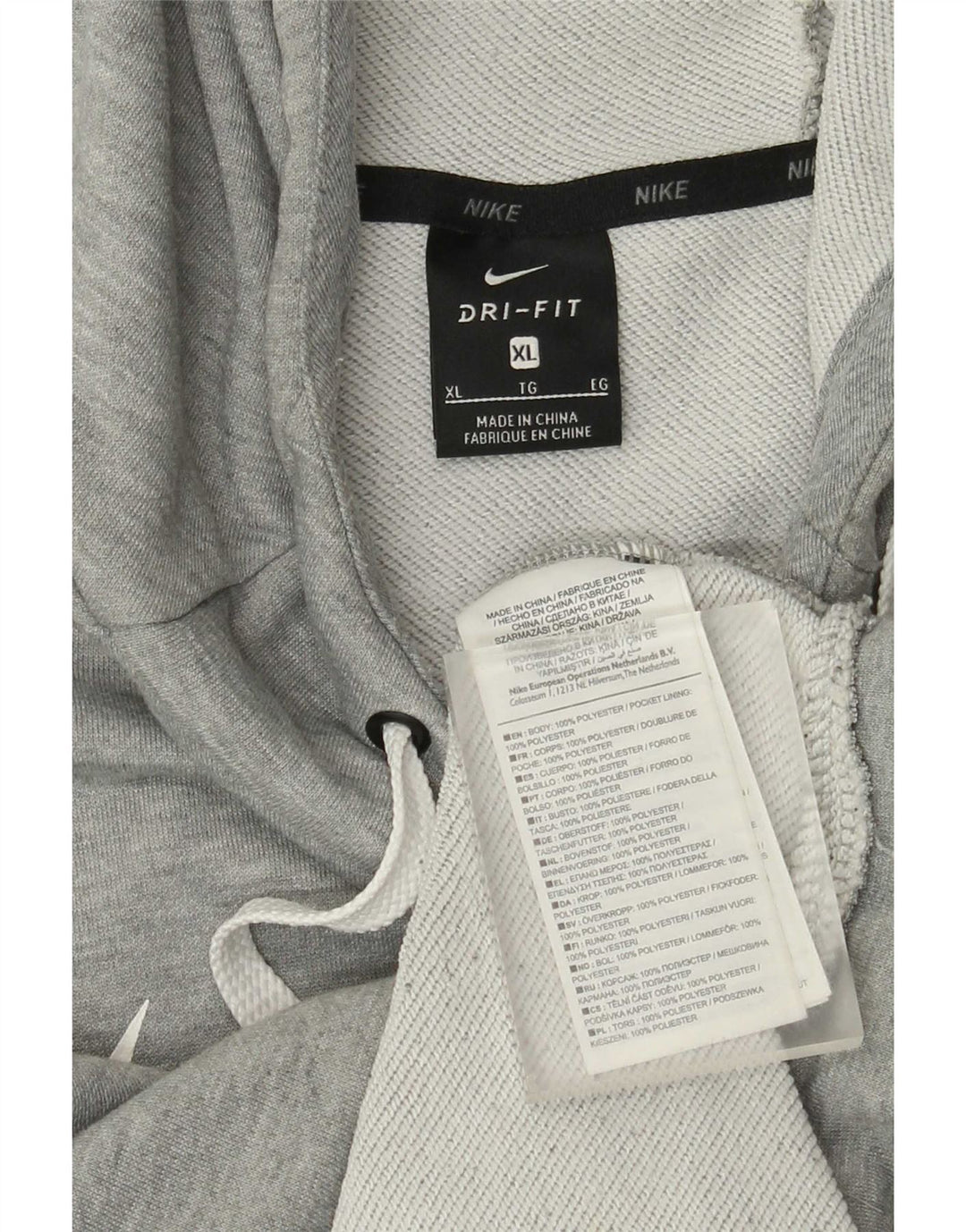 Nike masculino gráfico moletom com capuz XL cinza manchado de poliéster