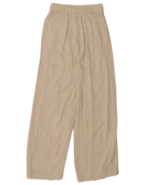 Stradivarius Calça feminina casual cintura alta perna larga XS W24 L24 bege