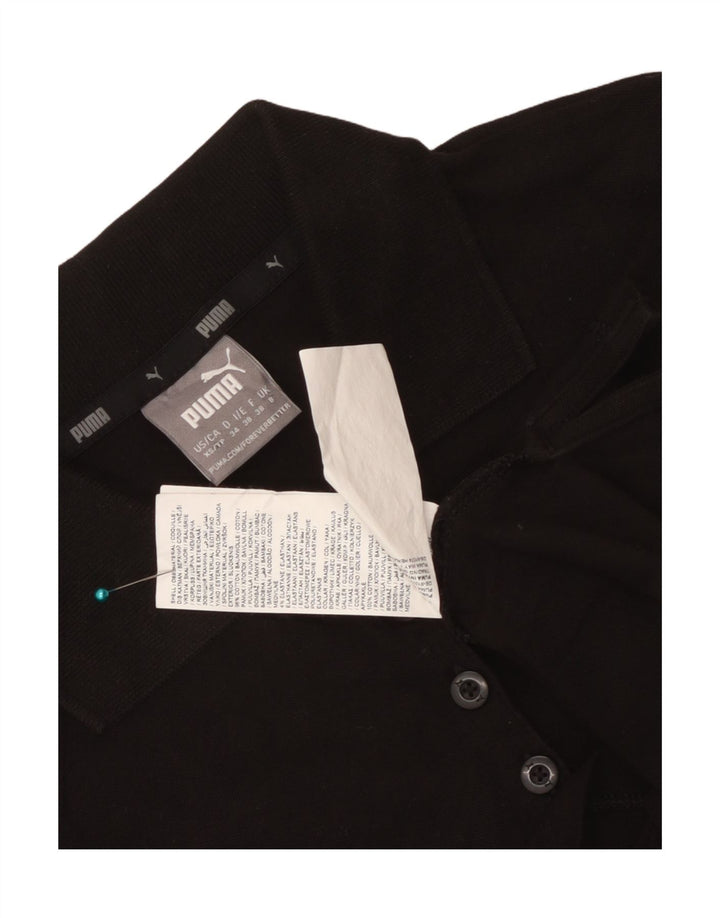 Camisa polo feminina Puma UK 8 pequena algodão preto