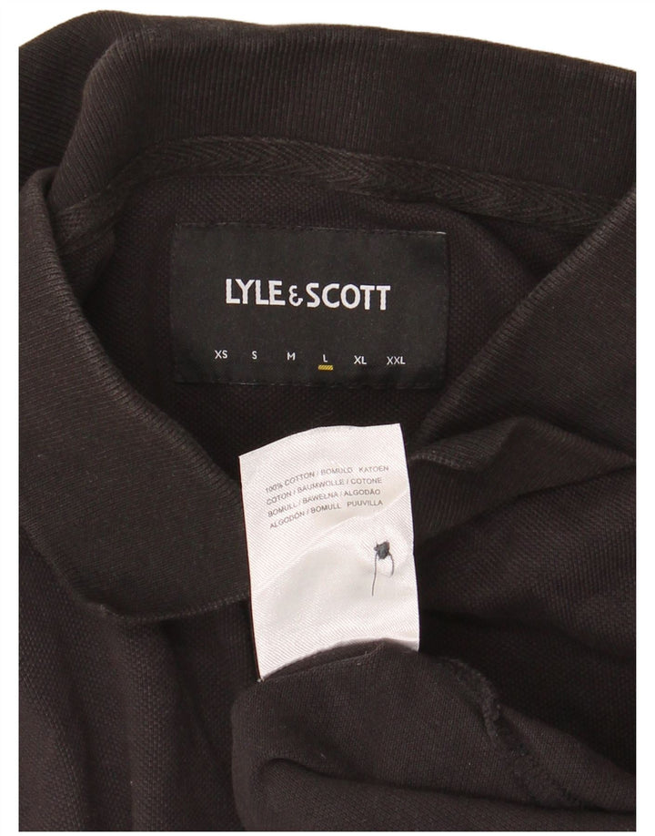 Camisa polo masculina Lyle & Scott grande algodão preto