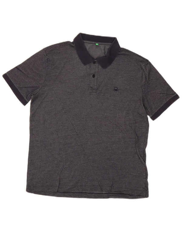 Camisa pólo masculina Benetton grande azul marinho manchado