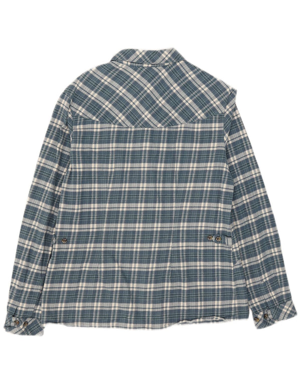 Camisa feminina de flanela Jack Wolfskin UK 16 grande algodão xadrez verde