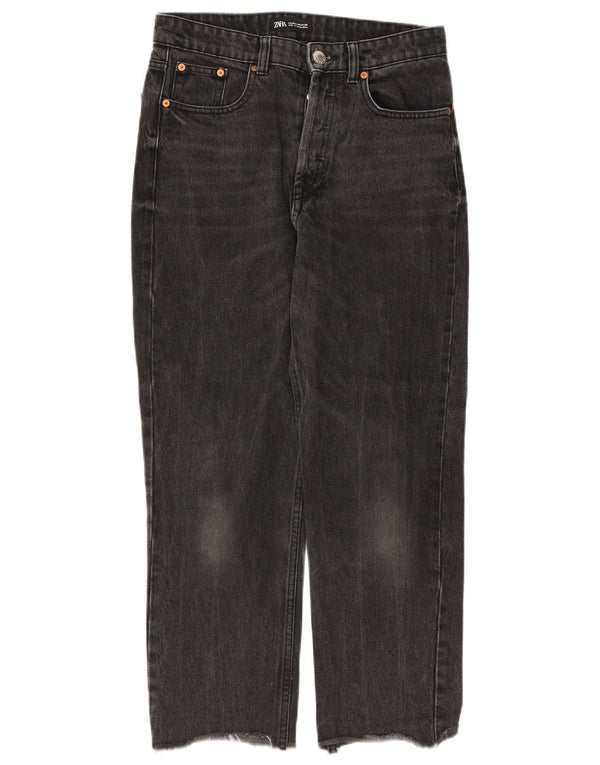 Calça jeans reta feminina Zara EU 38 pequena W28 L25 algodão preto