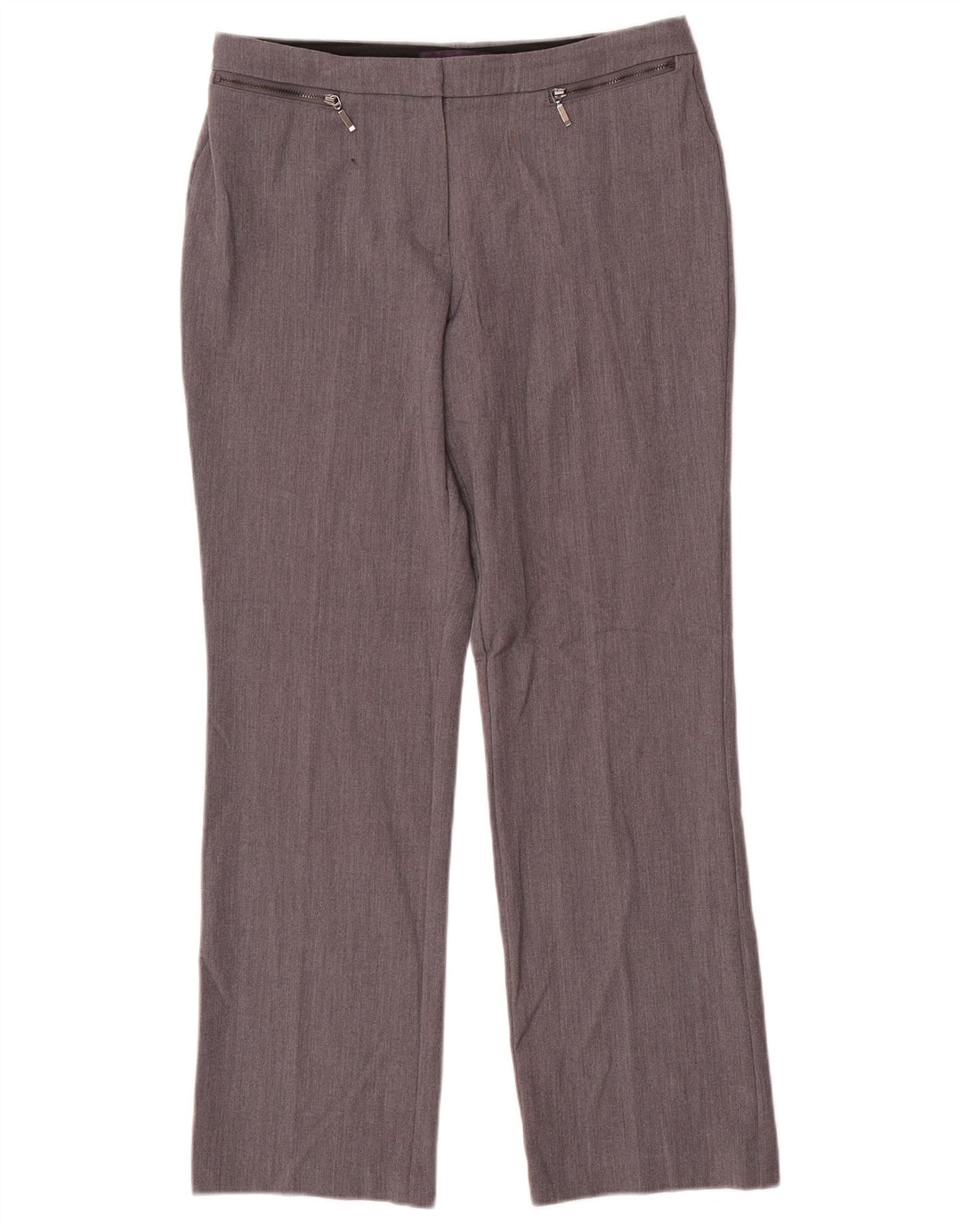 Calça feminina Marks & Spencer Straight Suit Reino Unido 12 Médio W30 L28 Cinza