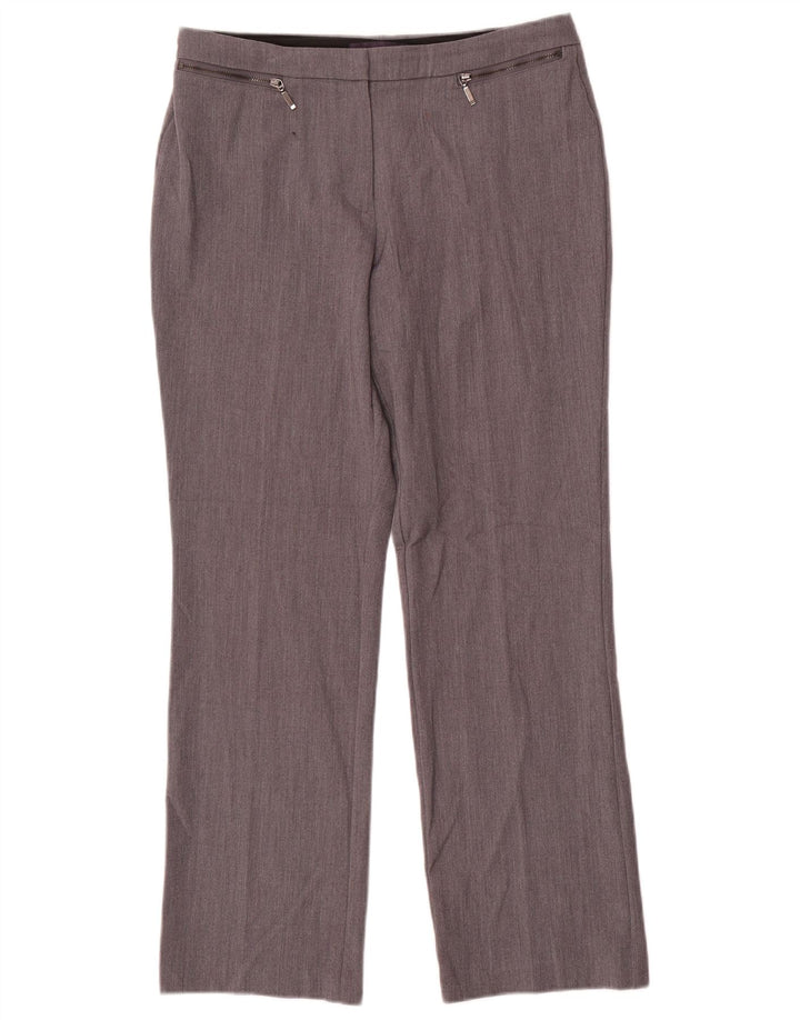 Calça feminina Marks & Spencer Straight Suit Reino Unido 12 Médio W30 L28 Cinza