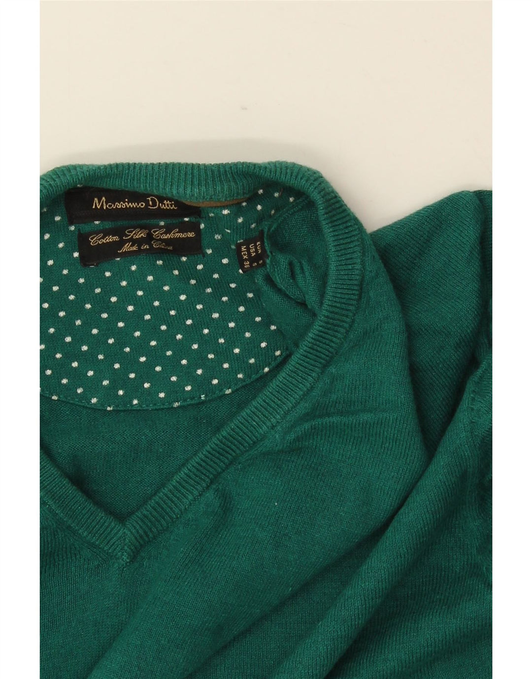 Suéter masculino MASSIMO DUTTI com decote em V pequeno algodão verde