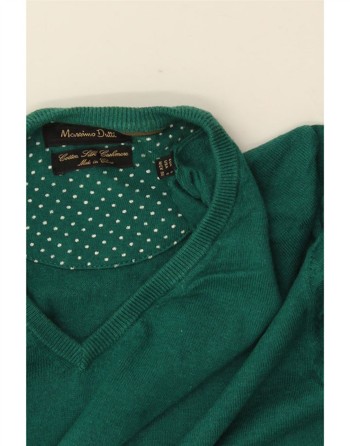 Suéter masculino MASSIMO DUTTI com decote em V pequeno algodão verde