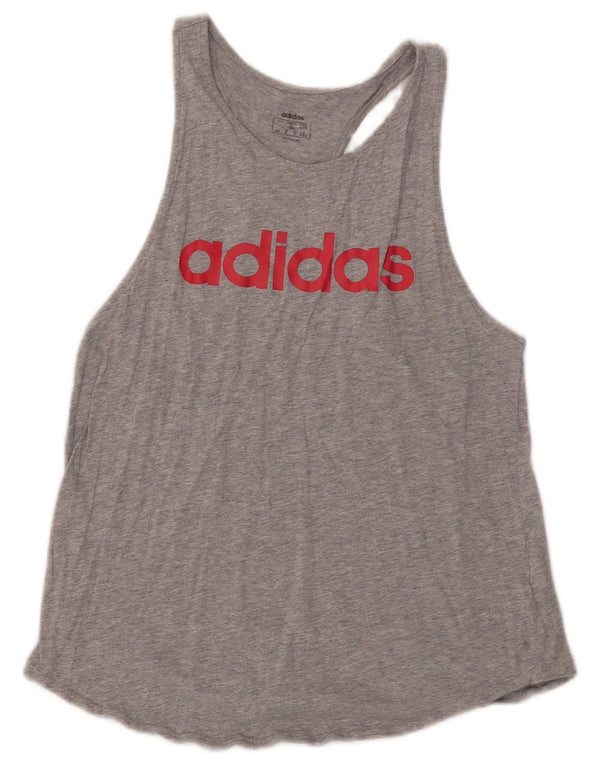 Adidas Womens Graphic Vest Top UK 12/14 Médio Cinza Algodão