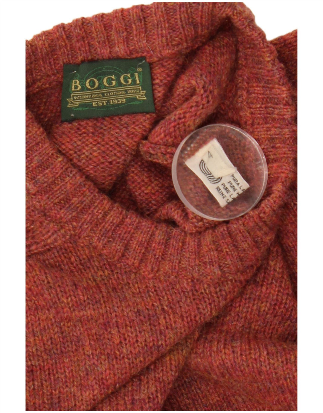 Suéter masculino Boggi com gola redonda de lã marrom médio