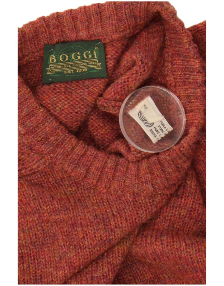 Suéter masculino Boggi com gola redonda de lã marrom médio