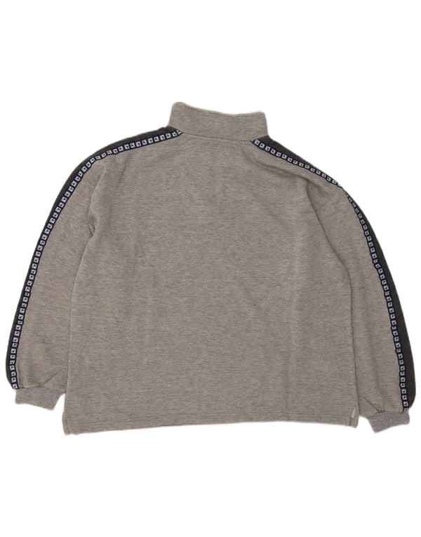 Diadora Mens Graphic Zip Neck Moletom Jumper Grande Bloco de cores cinza