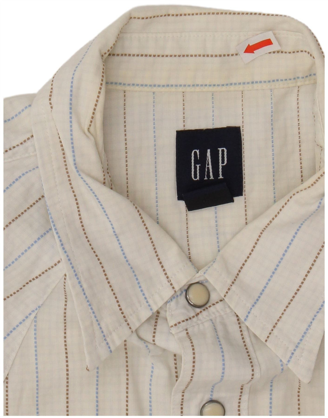 GAP Mens Short Sleeve Shirt Medium White Pinstripe Cotton