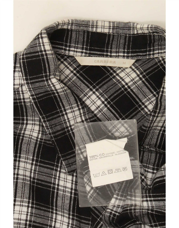 Camisa feminina de flanela Carrera UK 14 algodão xadrez preto médio