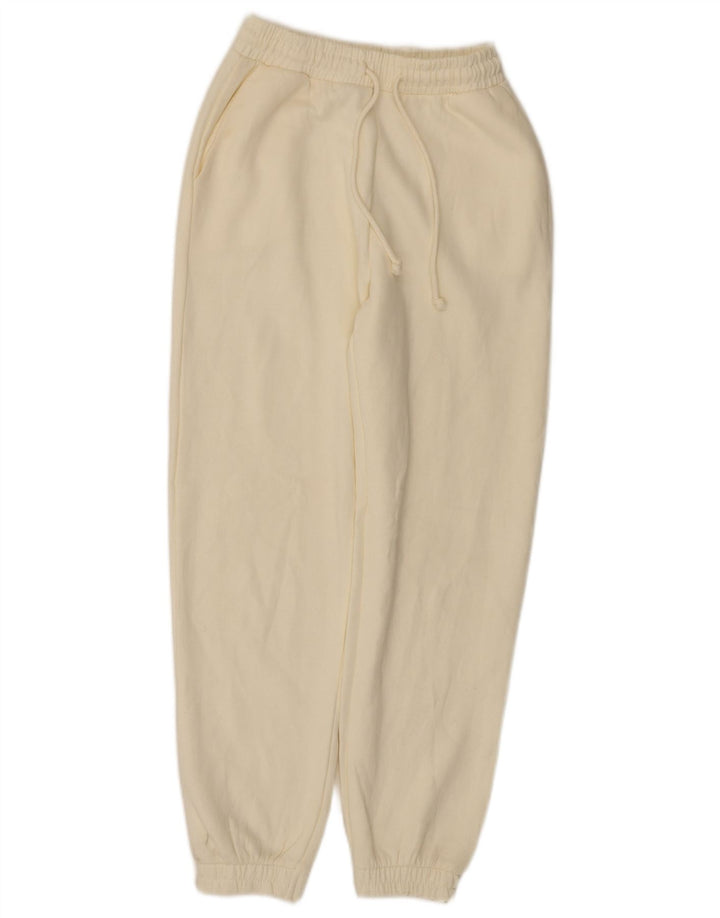 Calça de treino feminina Zara Joggers UK 8 pequeno poliéster branco
