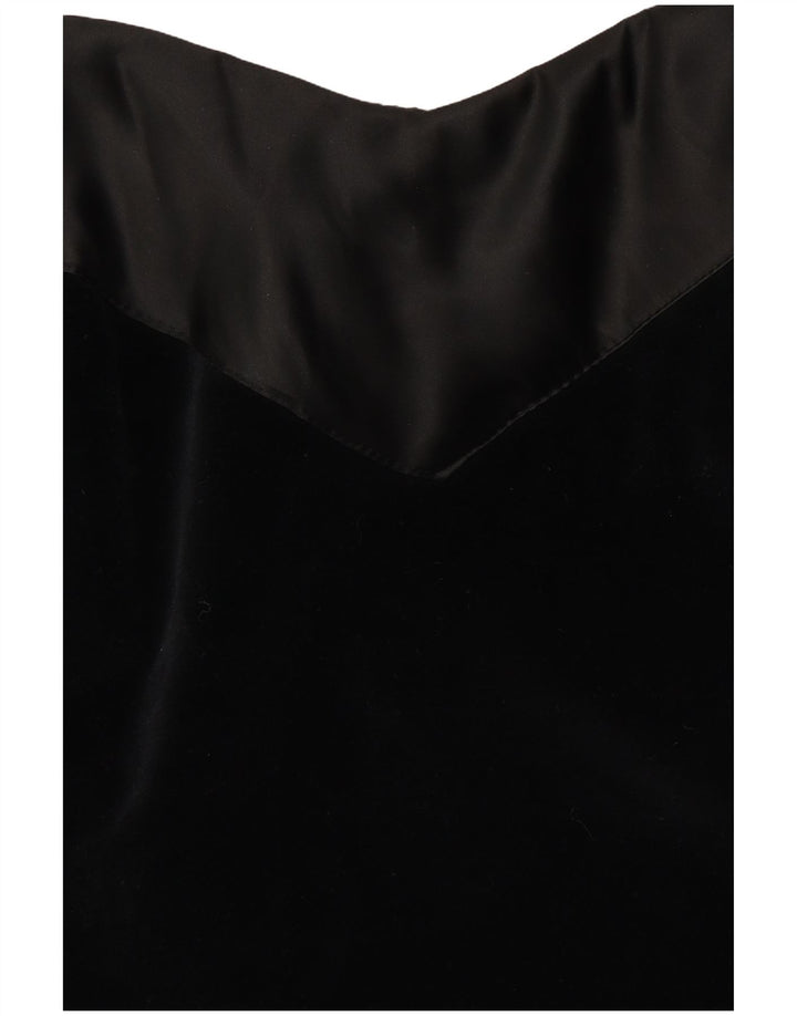 Vestido feminino VINTAGE de veludo com frente única UK 10 pequeno preto