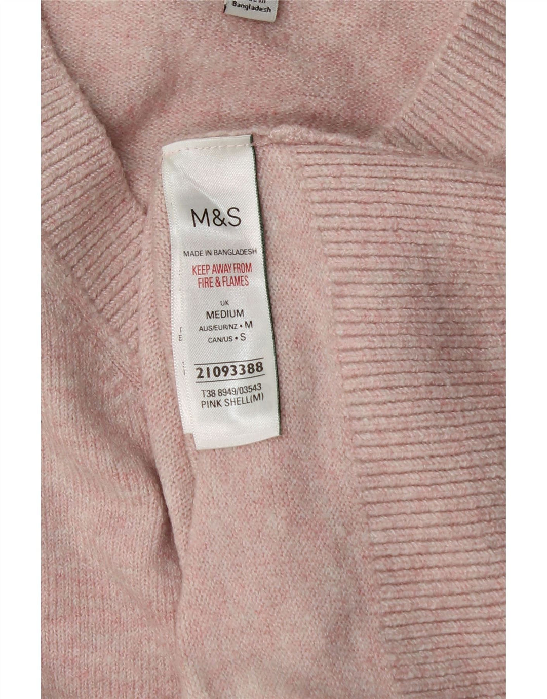 Suéter feminino Marks & Spencer grande com decote em V Reino Unido 14 médio rosa
