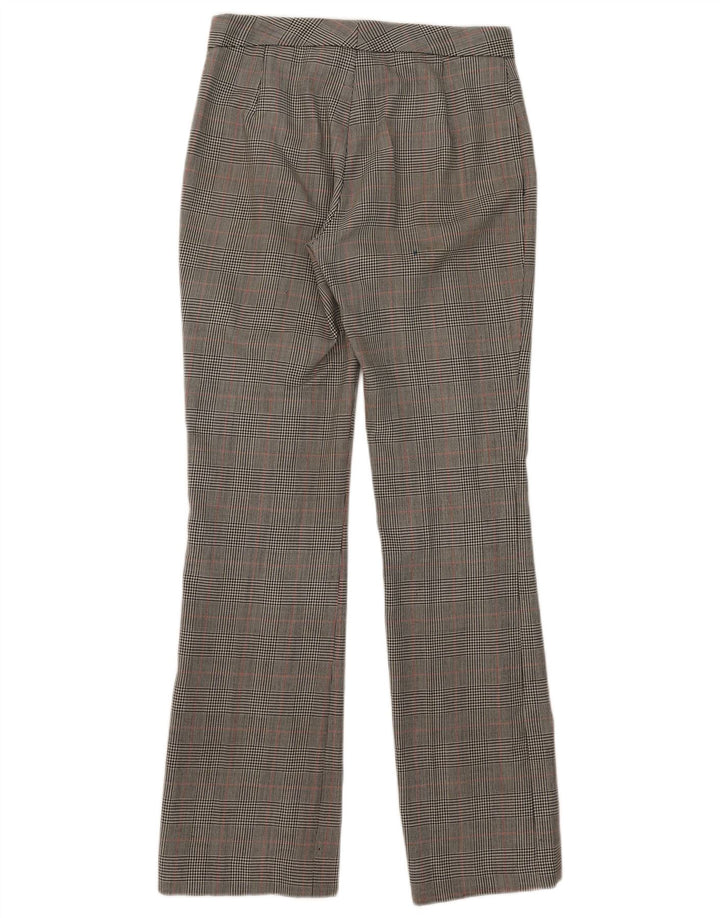 Calça feminina Zara Bootcut Suit EU 38 Pequeno W28 L32 Cinza Houndstooth Lã