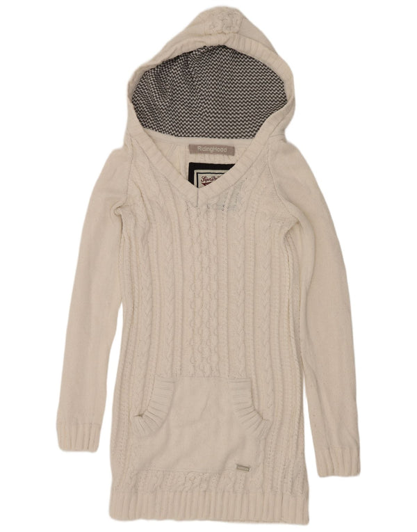 Vestido jumper feminino Superdry com capuz e manga comprida UK 18 XL branco acrílico