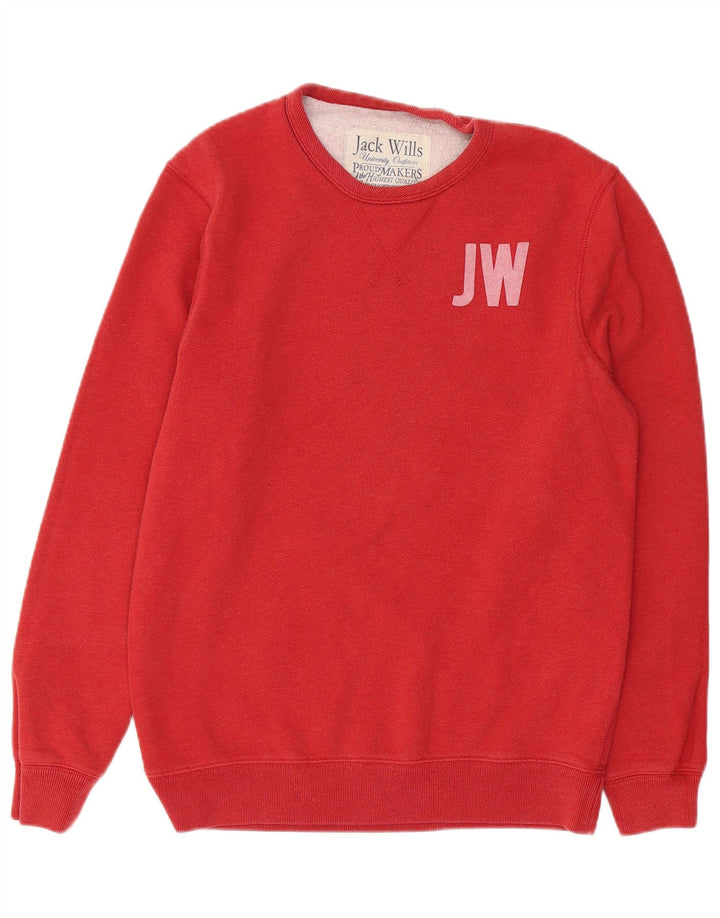 JACK WILLS Suéter gráfico masculino de algodão vermelho médio