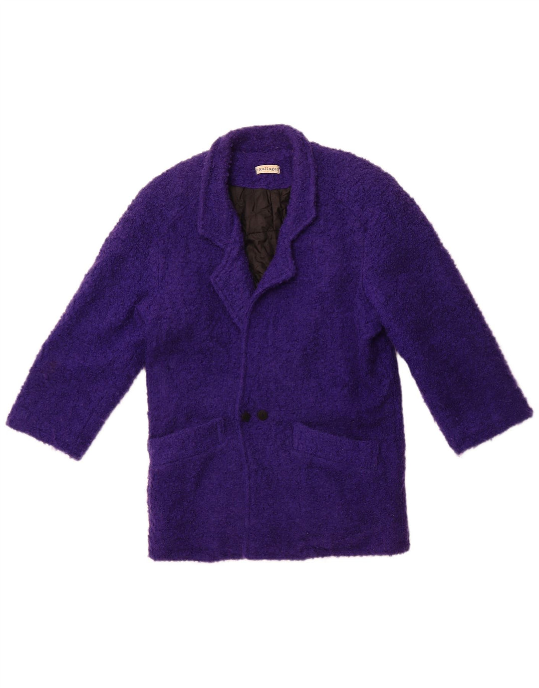 Casaco feminino vintage com peito duplo UK 12 roxo médio