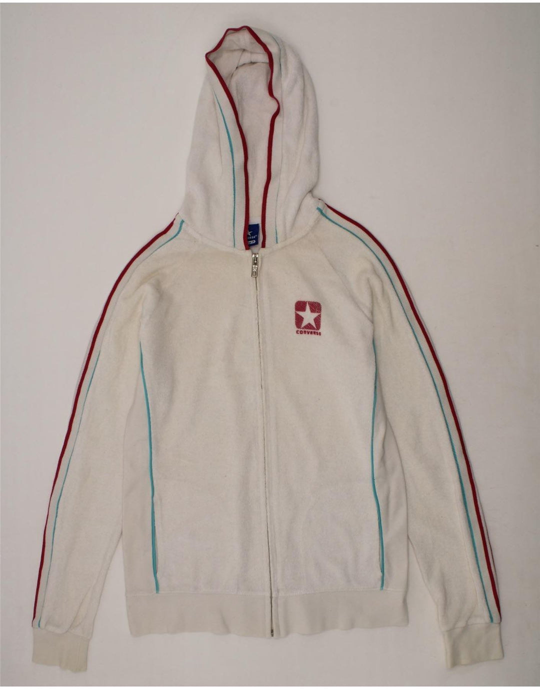CONVERSE Girls Graphic Zip Hoodie Sweater 13-14 Years White Cotton Vintage Converse and Second-Hand Converse from Messina Hembry 