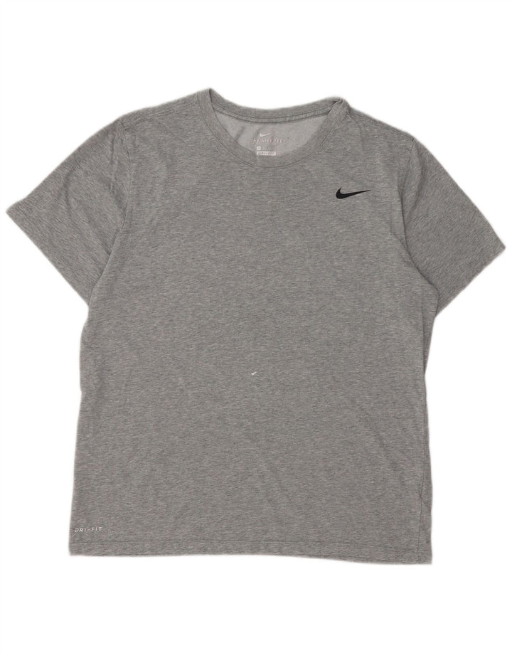 Camiseta masculina Nike Dri Fit Top grande de algodão manchado cinza