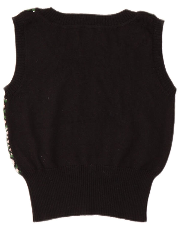 Regata feminina vintage UK 8 pequena geométrica preta