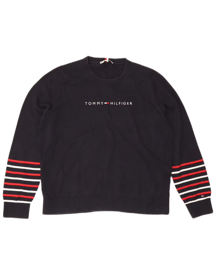 Suéter feminino TOMMY HILFIGER com gola redonda Reino Unido 14 médio azul marinho