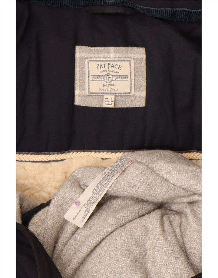 Casaco acolchoado Sherpa com capuz feminino Fat Face poliéster azul marinho pequeno Reino Unido 8