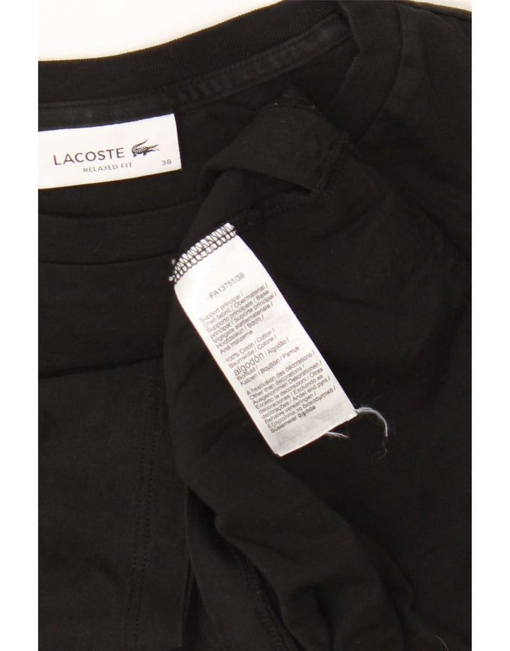 Camiseta feminina Lacoste com ajuste relaxado tamanho superior 38 algodão preto médio